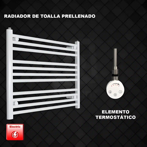 Radiador toallero eléctrico blanco 80x60 cm precargado con elemento termostático