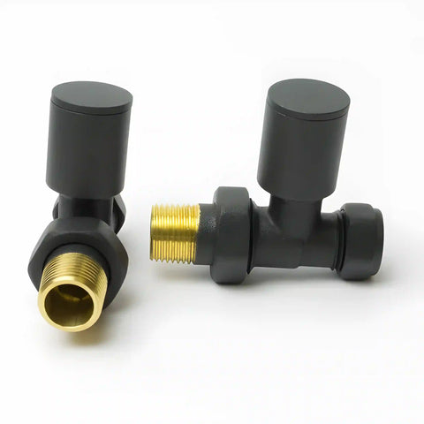 Válvula recta antracita para radiador toallero — par 1/2" BSP
