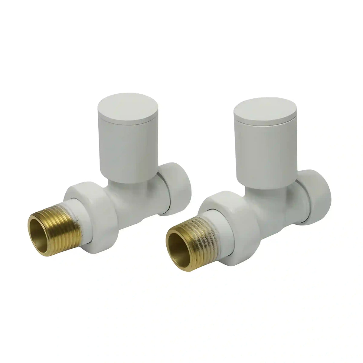 Válvula recta blanco para radiador toallero — par 1/2" BSP