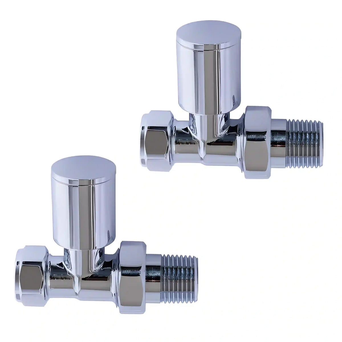 Válvula recta cromado para radiador toallero — par 1/2" BSP