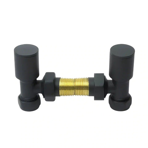 Válvula angular antracita para radiador toallero — par 1/2" BSP