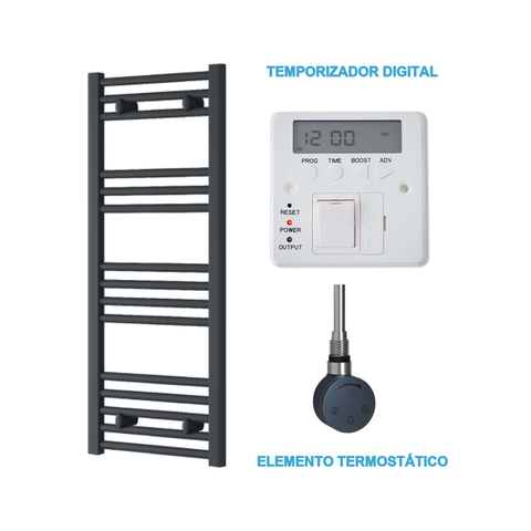 Scaldasalviette Elettrico Antracite 400mm di Larghezza · Precaricato