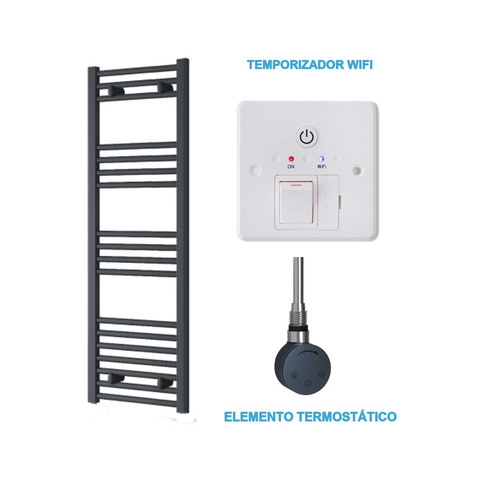 Scaldasalviette Elettrico Antracite 400mm di Larghezza · Precaricato