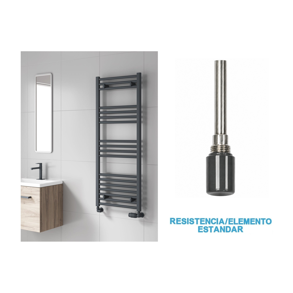 Scaldasalviette Elettrico Antracite 500mm di Larghezza · Precaricato