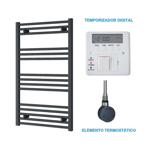 Scaldasalviette Elettrico Antracite 600mm di Larghezza · Precaricato