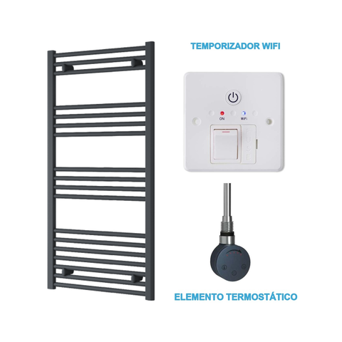 Scaldasalviette Elettrico Antracite 600mm di Larghezza · Precaricato