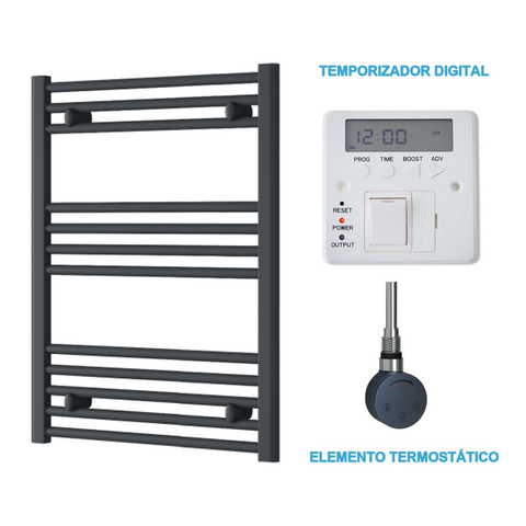 Scaldasalviette Elettrico Antracite 600mm di Larghezza · Precaricato