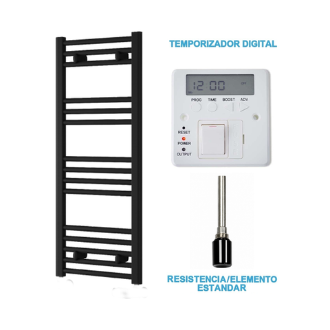 Scaldasalviette Elettrico Nero 400mm di Larghezza · Precaricato