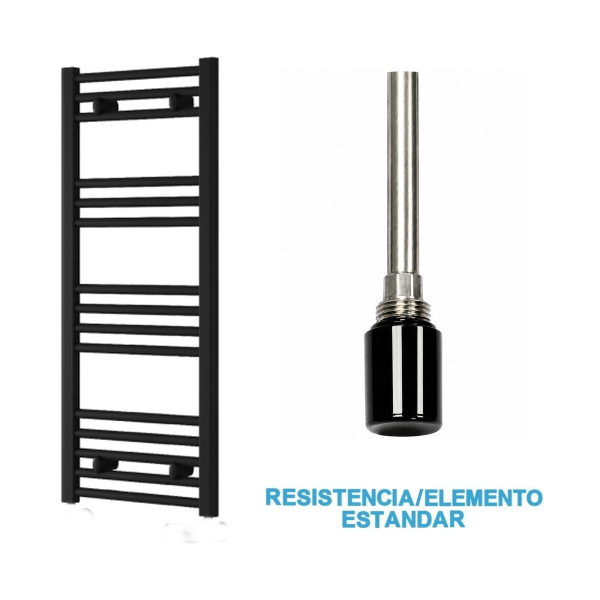 Scaldasalviette Elettrico Nero 400mm di Larghezza · Precaricato
