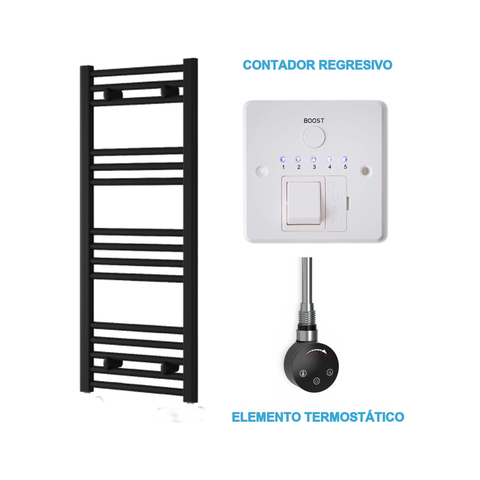 Scaldasalviette Elettrico Nero 400mm di Larghezza · Precaricato