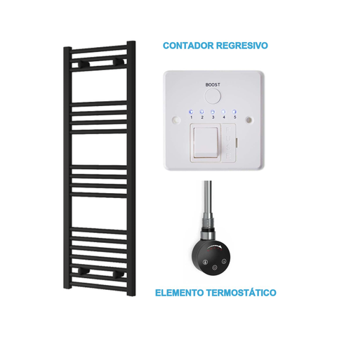 Scaldasalviette Elettrico Nero 400mm di Larghezza · Precaricato
