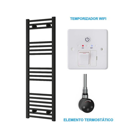 Scaldasalviette Elettrico Nero 400mm di Larghezza · Precaricato