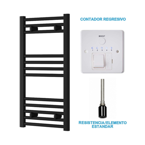 Scaldasalviette Elettrico Nero 400mm di Larghezza · Precaricato