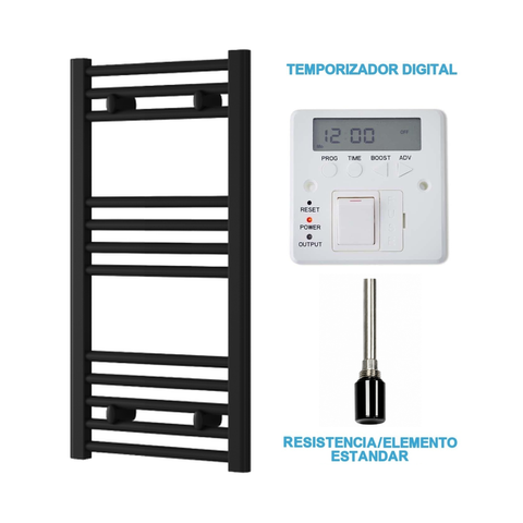 Scaldasalviette Elettrico Nero 400mm di Larghezza · Precaricato
