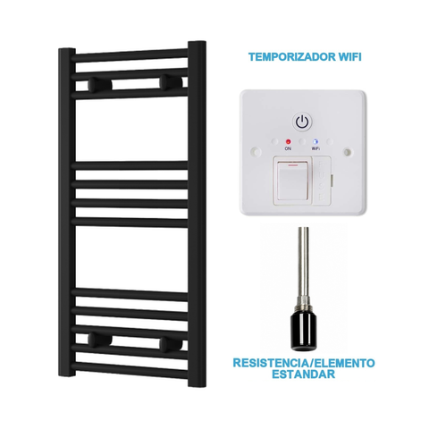 Scaldasalviette Elettrico Nero 400mm di Larghezza · Precaricato