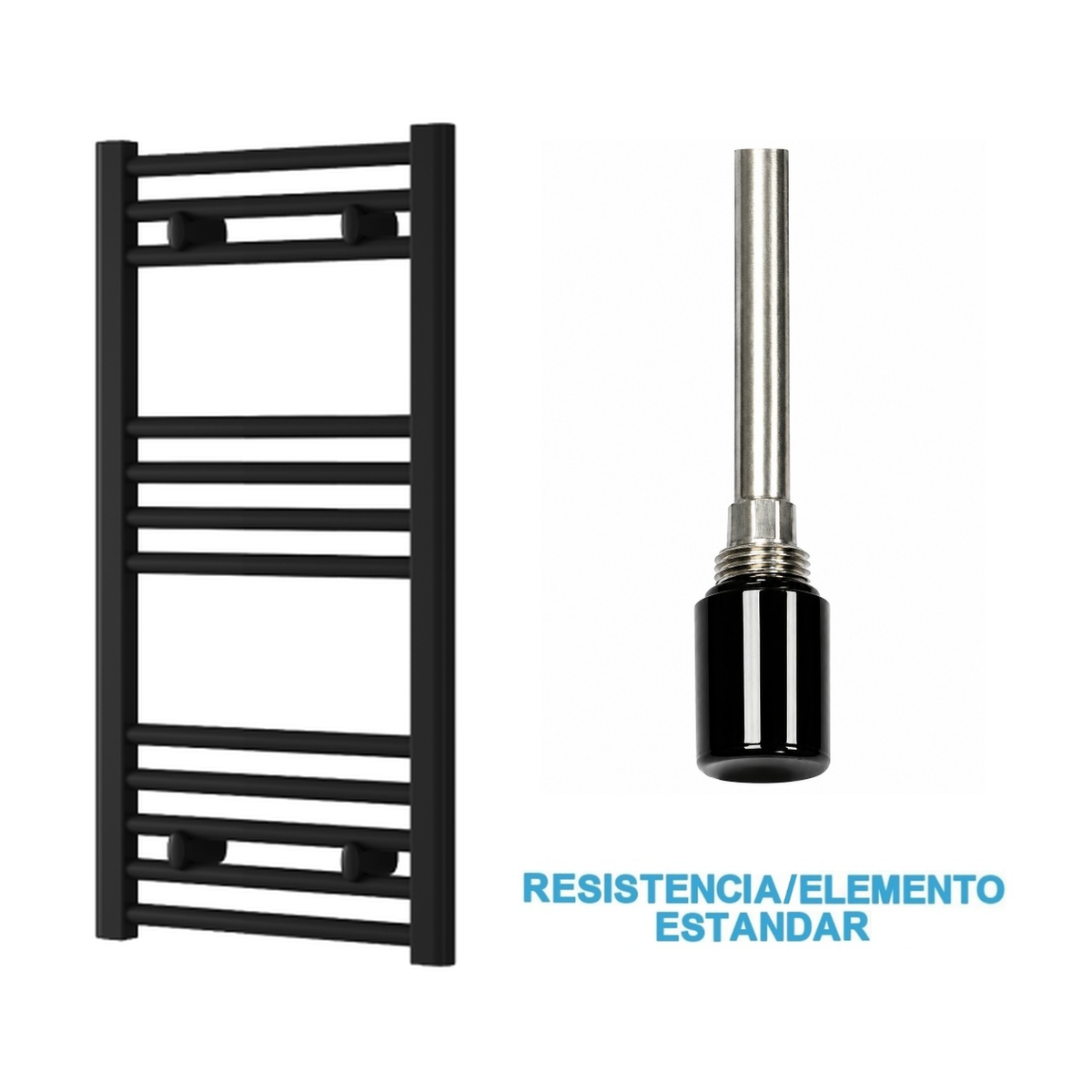 Scaldasalviette Elettrico Nero 400mm di Larghezza · Precaricato