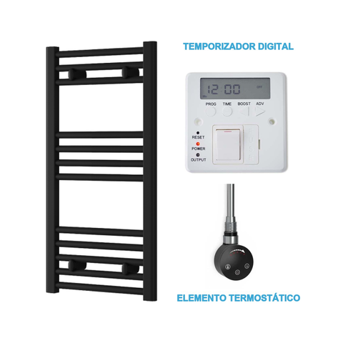 Scaldasalviette Elettrico Nero 400mm di Larghezza · Precaricato