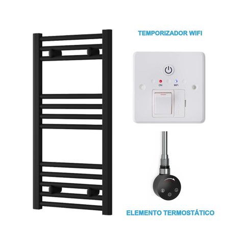 Scaldasalviette Elettrico Nero 400mm di Larghezza · Precaricato