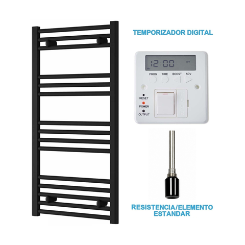 Scaldasalviette Elettrico Nero 500mm di Larghezza · Precaricato