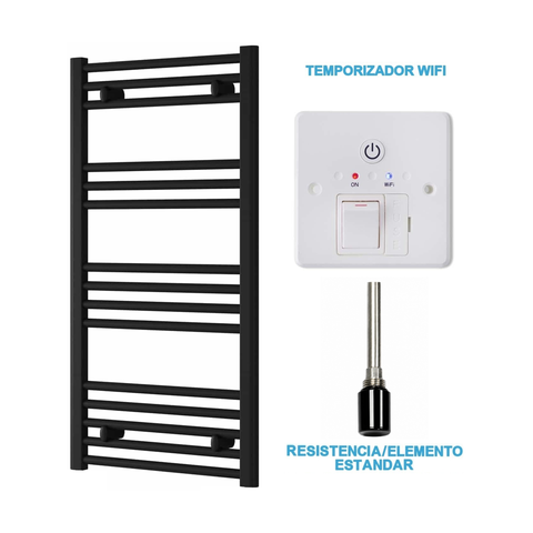 Scaldasalviette Elettrico Nero 500mm di Larghezza · Precaricato