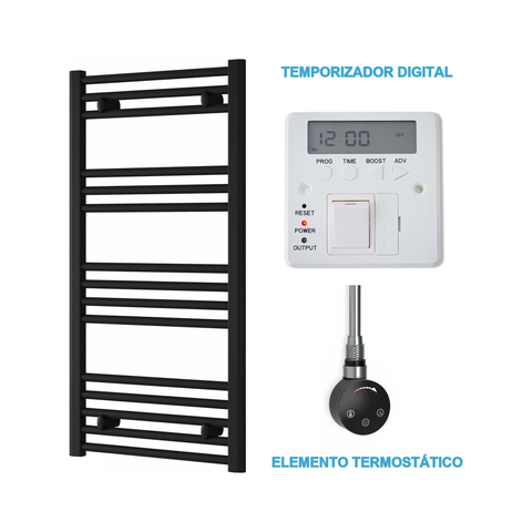 Scaldasalviette Elettrico Nero 500mm di Larghezza · Precaricato