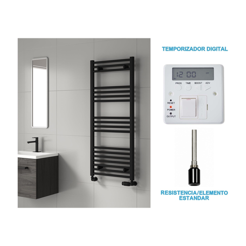 Scaldasalviette Elettrico Nero 500mm di Larghezza · Precaricato