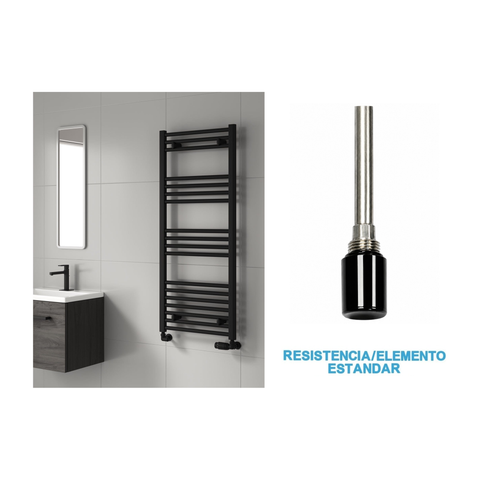 Scaldasalviette Elettrico Nero 500mm di Larghezza · Precaricato