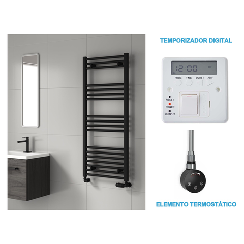 Scaldasalviette Elettrico Nero 500mm di Larghezza · Precaricato