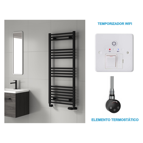 Scaldasalviette Elettrico Nero 500mm di Larghezza · Precaricato