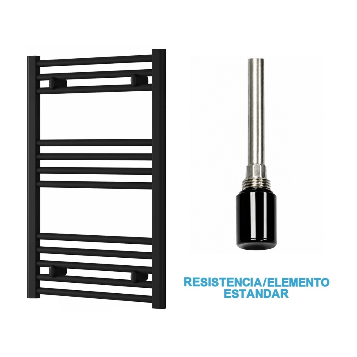 Scaldasalviette Elettrico Nero 500mm di Larghezza · Precaricato