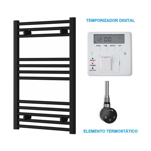 Scaldasalviette Elettrico Nero 500mm di Larghezza · Precaricato