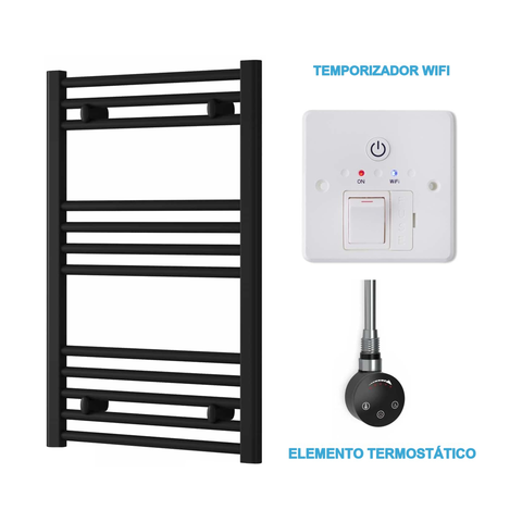 Scaldasalviette Elettrico Nero 500mm di Larghezza · Precaricato