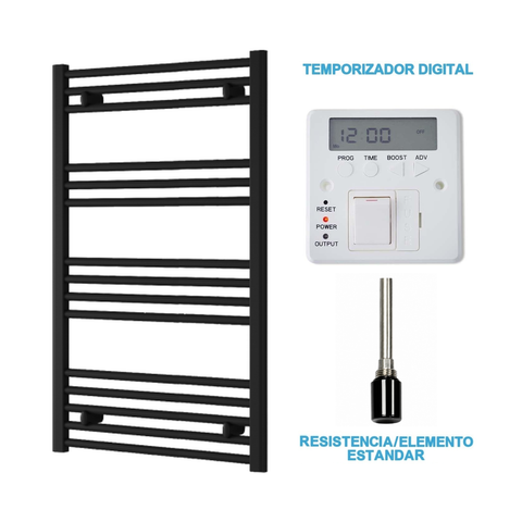 Scaldasalviette Elettrico Nero 600mm di Larghezza · Precaricato