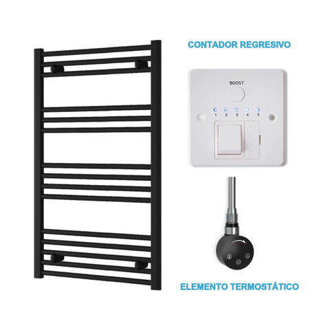 Scaldasalviette Elettrico Nero 600mm di Larghezza · Precaricato