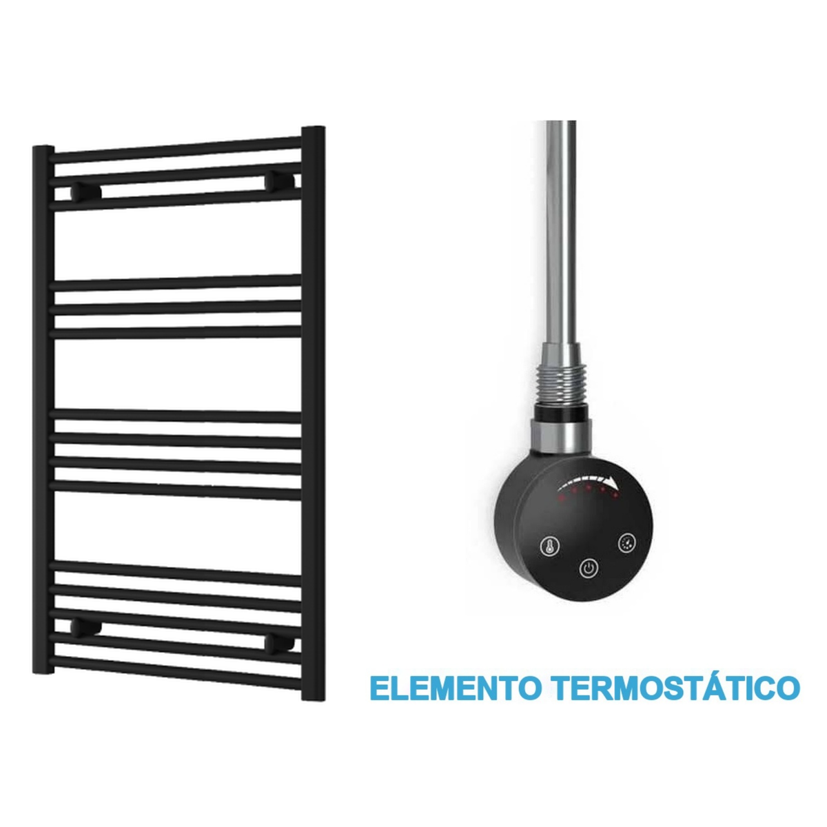 Scaldasalviette Elettrico Nero 600mm di Larghezza · Precaricato