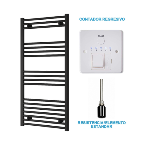 Scaldasalviette Elettrico Nero 600mm di Larghezza · Precaricato