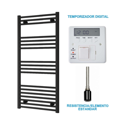 Scaldasalviette Elettrico Nero 600mm di Larghezza · Precaricato