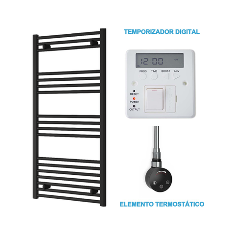 Scaldasalviette Elettrico Nero 600mm di Larghezza · Precaricato