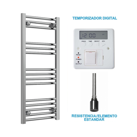 Scaldasalviette Elettrico Cromato 400mm di Larghezza · Precaricato