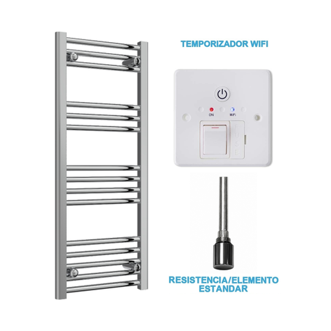 Scaldasalviette Elettrico Cromato 400mm di Larghezza · Precaricato