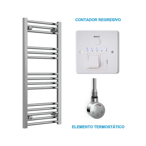 Scaldasalviette Elettrico Cromato 400mm di Larghezza · Precaricato