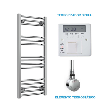 Scaldasalviette Elettrico Cromato 400mm di Larghezza · Precaricato