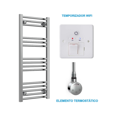 Scaldasalviette Elettrico Cromato 400mm di Larghezza · Precaricato