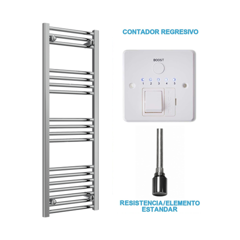 Scaldasalviette Elettrico Cromato 400mm di Larghezza · Precaricato