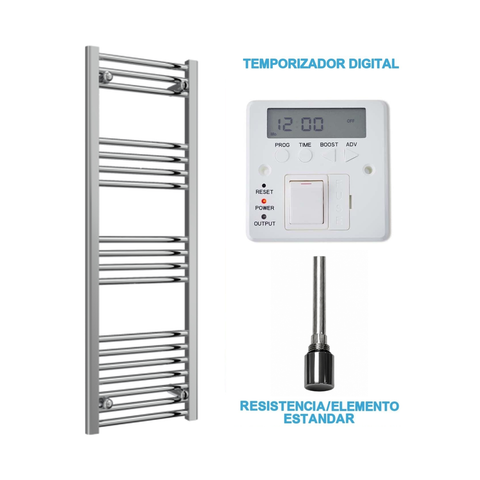 Scaldasalviette Elettrico Cromato 400mm di Larghezza · Precaricato