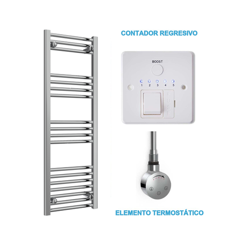 Scaldasalviette Elettrico Cromato 400mm di Larghezza · Precaricato