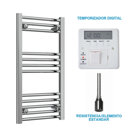 Scaldasalviette Elettrico Cromato 400mm di Larghezza · Precaricato