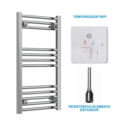 Scaldasalviette Elettrico Cromato 400mm di Larghezza · Precaricato