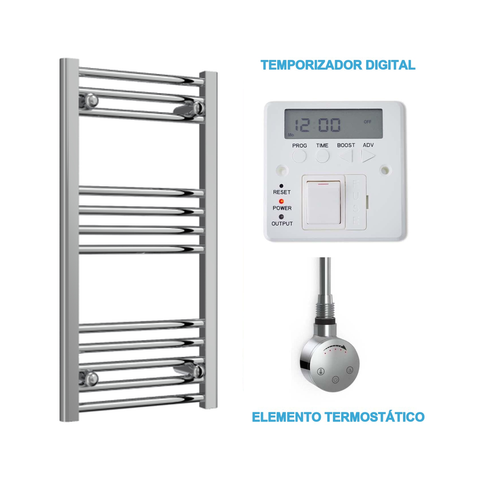 Scaldasalviette Elettrico Cromato 400mm di Larghezza · Precaricato