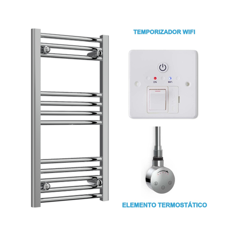 Scaldasalviette Elettrico Cromato 400mm di Larghezza · Precaricato